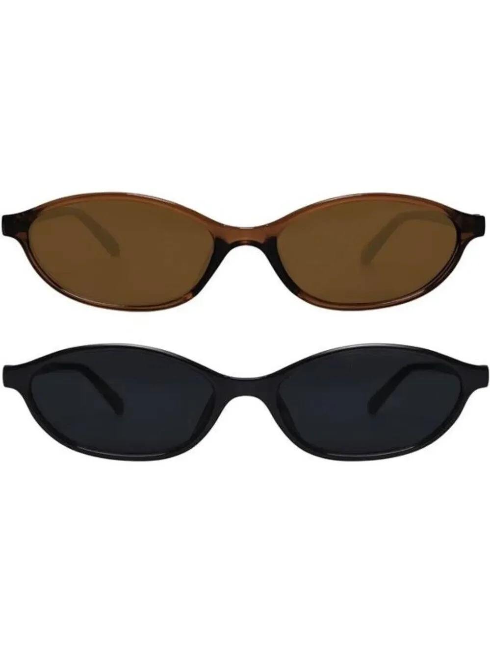 Retro Oval Cat Eye Sunglasses Women 90s Y2K Small Slim UV Protection Shades